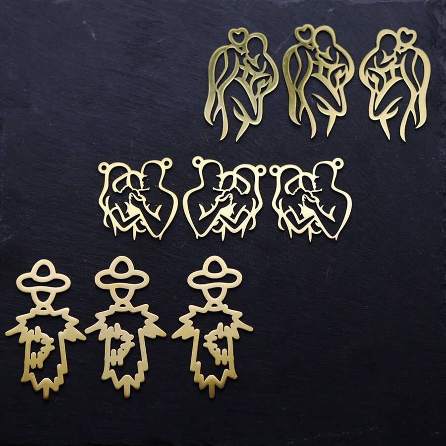 Set de 3 dijes con corazón romántico de acero inoxidable para mamá e hijo, accesorios para hacer joyería, collares, pulseras, colgantes y manualidades DIY