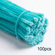 100/250/500/700/1500 Pcs Value Packs DIY Blue Pipe Cleaner Projects, Blue Chenille Stems + Blue Pom Poms, 11.81x0.6 Craft With Pipe Cleaners Supplies, Colorful Chenille Stems, Color Mix Fuzzy Wire Bulk