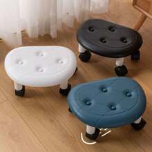 1 pièce Tabouret mobile bas avec roulettes pivotantes - Repose-pieds en plastique sans formaldéhyde pour la maison, le salon, la chambre - Pouf rond multifonctions confortable, outil et accessoire, sans odeur