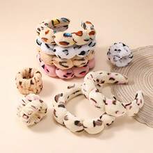 3件套海绵头带带腕带套装适用于洗脸宽垫头带护肤卸妆沐浴女士女孩SPA洗脸头带女式SPA发带套装发箍 - 彩色 - 查看 5