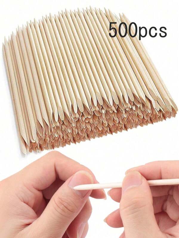 500/300/200/100/50/20 Pcs 114mm/4.49″ Orange Wood Stick For Cuticle Pusher & Nail Cleaning, Suitable For Nail Salons & Diy Nail Art