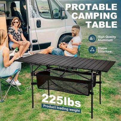 Heavy Duty Outdoor Folding Table 24x16 Inch Lightweight Aluminum Picnic Desk For RV Travel Beach Backyard