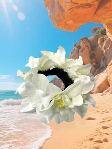 1pc Faux Fabric Daisy Flower Scrunchie, Women Hair Accessories For Bun, Beach Vacation, Wristband, Hair Bobbles ,Head Piece - Multicolor - View 20