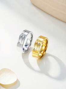 Anel unissex clássico, moderno e minimalista com strass, adequado para ocasiões formais, deslocamento diário, uso ao ar livre