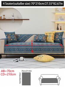 1pc 4-Season Versatile Sofa Cushion Cover, Modern Minimalist Non-Slip Sofa Seat Pad, Dustproof & Washable Sofa Slipcover In Fresh White, Soft Texture, Pet-Friendly Furniture Protector Fits L-Shaped Sofa, Living Room, Bedroom, Office - Blue - View 14