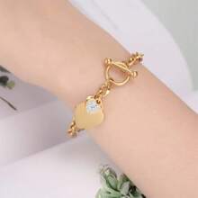 1 pièce Bracelet minimaliste à la mode en acier inoxydable en forme de cœur, convient pour la tenue quotidienne ou les soirées des femmes, excellent cadeau pour les amis