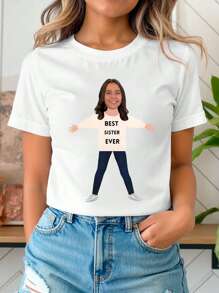 Customized Face And Text, Personalized Photo Face Shirt, Customized Funny Face Shirt, Customized Name/Photo T-Shirt, Customized Face Shirt, Customized Bachelor Party Shirt, Bride Shirt, Customized Gifts, Customized Face Shirt, Customized Women T-Shirt - Add Your Own Text And (Boyfriend/Girlfriend/Family Photo/Selfie/Pet Photo/Friend Photo) To Design Your Personalized Printed T-Shirt, Family Gathering Customized Outfit, Wedding Gift