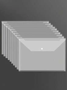 5pcs/10pcs/20pcs Clear White Ribbed Thick PP Plastic A4 Document Folders, Modern Minimalist Multipurpose Waterproof Anti-Fouling Snap Closure Student Office School Supply File Sleeve,Back To School,School Supplies