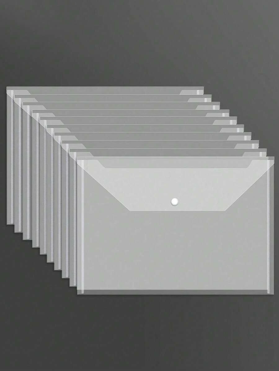 5pcs/10pcs/20pcs Clear White Ribbed Thick PP Plastic A4 Document Folders, Modern Minimalist Multipurpose Waterproof Anti-Fouling Snap Closure Student Office School Supply File Sleeve,Back To School,School Supplies