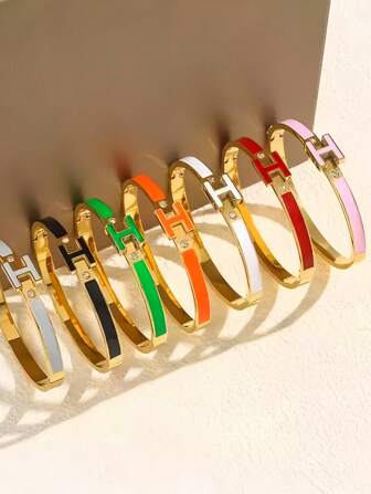 1 st 18K guldpläterat H-format armband för kvinnor, elegant smyckesarmband, bästa presenten för kvinnor till påsk, jul, mors dag (ingen presentask)