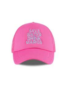 1pc 'Save Water Drink Margaritas' Embroidered Breathable Mesh Hat, Comfortable For Summer Wear, Adjustable Size Suitable For Beach/Drinks - SAVEWATER - View 14