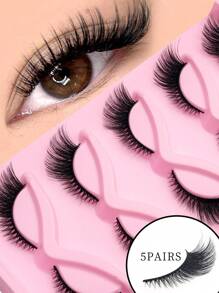 5 pares de pestañas postizas 3D de imitación de visón de ojos de gato - Pestañas ligeras y esponjosas hipoalergénicas que dan un aspecto natural para ojos dramáticos y felinos, maquillaje, accesorios de viaje
