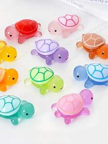 10/20 piezas de decoraciones de mini tortugas de mar que brillan en la oscuridad de colores aleatorios - Adorables adornos de resina de tortugas de mar para decorar pasteles, favores de fiesta de océano y manualidades de jardinería, regalos de cumpleaños y graduación - Multicolor - Ver 4