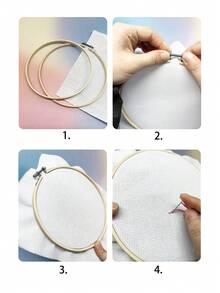 Adjustable Round Bamboo Embroidery Hoop, Double Circle Decorative Bamboo Embroidery Frame, Wooden Craft Embroidery Hoops For DIY Cross Stitch, Sewing Tools, Multiple Sizes - Apricot - View 6