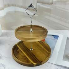 2-Tier Wooden Dessert Stand, Cake Stand, Snack Stand, 2-Tier Wooden Tray, Round Cake & Fruit Platter, Suitable For Birthday, Wedding And Home Gathering, For Cupcakes And Pastries, Easy To Carry And Store