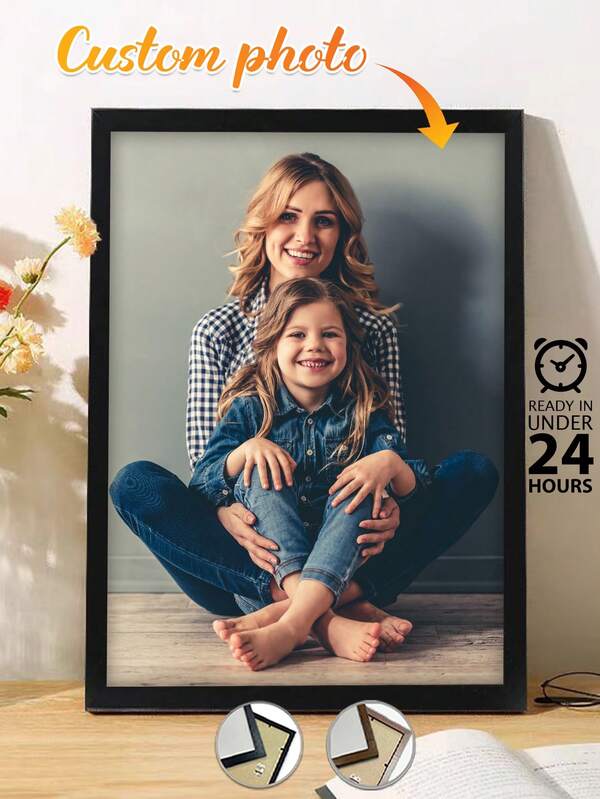 1 Pc, Framed, Custom Canvas Painting, Personalized Photo Poster, HD Printing, Preserving Memories, Mother's Day Gift, Saving Beautiful Moments, Birthday Party, Anniversary, Unique Perfect Art Gift