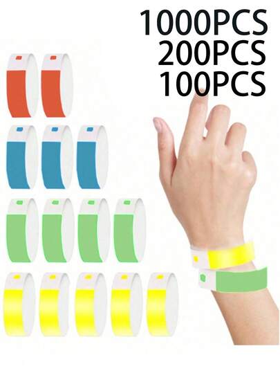 1000/200/100pcs/10pcs/Set Waterproof Paper Wristbands, Colorful Wrist Bands For Sports, Parties, Competitions, Colored Wristbands, Paper Wristbands For Events, Parties, Concerts, Music Festivals, Markets, Clubs, Sports, Holidays