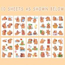 5/10/20/30/40/60 szt./zestaw uroczych tymczasowych naklejek tatuażowych z kapibarą, naklejki z tatuażami z kapibarą, naklejki DIY na prezent urodzinowy, akcesoria na imprezę z motywem zwierząt, naklejki dekoracyjne na imprezę, [losowe, mieszane, 20 szt./zestaw, jeden rozmiar]