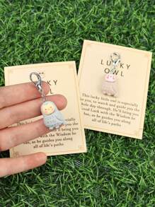 1 件迷人猫头鹰钥匙扣，带励志卡片，可爱树脂动物钥匙扣，适用于钱包、背包和汽车，可爱的迷你纪念品礼物，非常适合生日、婚礼、周年纪念、特殊励志代币汽车配件哥特 Y2k