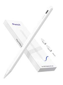 Stylet compatible avec iPad avec rejet de la paume, sensibilité à l'inclinaison, batterie 90mAh, stylo compatible avec iPad 10e génération 10,9 pouces 2022, Air4/5/6/M4, iPad A16 11e génération 2025, iPad Air 11 et 13 pouces (M3/M2), iPad Pro 11/12,9 pouces - Blanc
