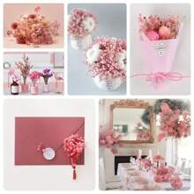 Set da 75 pezzi Gypsophila (5 mazzi, 15 cm) di colore rosa sempre verde, adatto per composizioni in vaso, foto, matrimonio, Natale, San Valentino, DIY, scatole regalo, decorazione di cartoline, spille, collane, candele, festa di nascità, decorazione in stile rustico, steli pieghevoli