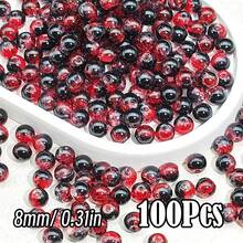 闪亮裂纹玻璃珠，破裂效果，尺寸为 10 毫米/0.39 英寸和 8 毫米/0.31 英寸。多色圆形珠子，用于 DIY 珠宝、手链、项链、耳环和手工艺品制作。