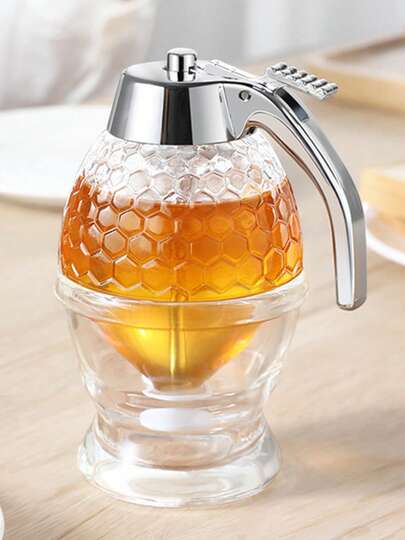 Honey Syrup Press Dispenser Bottle Honey Pot Pourer Dispenser Transparent Detachable Bottle For Home Kitchen Supplies