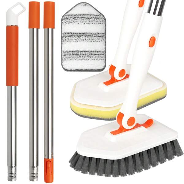 3-in-1 Langgriff Multifunktionsbürste, 3-in-1 Teleskop-Bade- und Fliesenbodenbürste, geeignet für Badezimmer, Toiletten, Badewannen, Küchen, Wände, Fenster, Reinigungsbedarf, Reinigungswerkzeuge, Rückkehr zur Schule