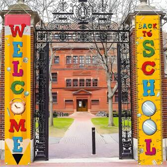 1 Set Back To School Porch Banner, Multi-Color School Themed Elements, Durable Polyester Material, Suitable For Indoor/Outdoor Decor And Home Gatherings, Educational Activity Accessories, Perfect For Back To School Decorations