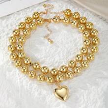 2 Stücke Goldenes Herzketten Set für Frauen, Tagesbedarf