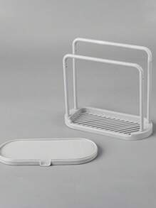 1 Stück grauer Küchenspülen Regal Tablett Organizer Stand, rostfreies Küchentheken-Spülzubehör, für Schwamm, Geschirrtuch, Lappen, Bürste, Scheuerschwamm Aufbewahrungshalter.