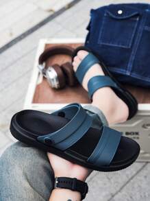 Sandales d'été respirantes à orteils ouverts pour hommes, mules décontractées pour l'extérieur à double usage, légères pour la maison et la chambre à coucher