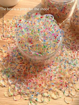 750pcs/250pcs/80pcs Disposable Cute Street Casual Elegant Color Grid High-End Texture High Elasticity 1.5cm/0.6in Mixed Color Transparent Rubber Hair Tie Suitable For Women's Daily Decoration, Hair Tying Party, Holiday Party, Gift Giving, Wearing, Using Rubber Band Hair Rope Hair Tie Hair Accessories Ponytail Holders Hair Elastics Hair Rubber Bands Scrunchies