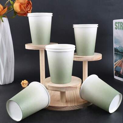 10 Stücke/20 Stücke/40 Stücke Set, tintenfarbene grüne Papierbecher 9 Oz Farbverlauf Einwegbecher weiß grün Trinkbecher für Geburtstag/Hochzeit/Bridal-Shower Geschenkparty Zubehör