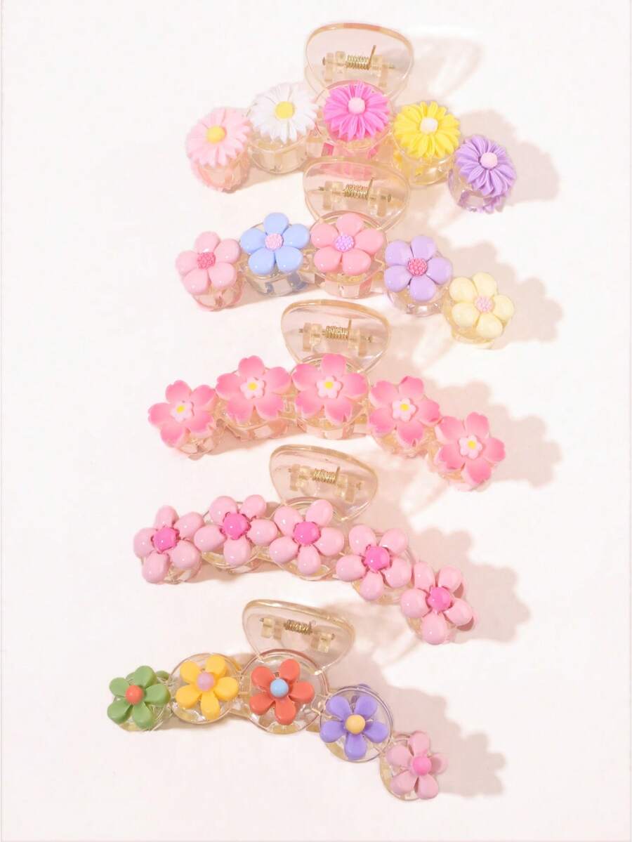 1 pieza Pinza para el cabello con diseño de flor y estilo pastoril para recogidos de niña - Multicolor - Ver 1