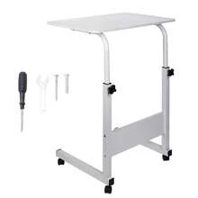 Computer Table Stand Adjustable Bedside Portable Study Mobile Laptop With Wheel - White - View 4