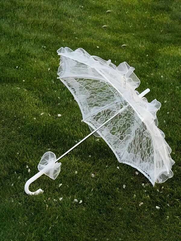 1 buc umbrelă elegantă din dantelă albă pentru nuntă, umbrelă romantică din dantelă pentru mireasă, perfectă pentru recuzită de studio foto, ceremonie de nuntă, petreceri, petrecere burlăcițe, ziua de naștere, sărbătoare a burlăcițelor