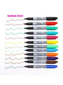 Fine-Tip Permanent Marker Set For Office, Classroom And Home, Quick-Drying, Durable Plastic (Random Color) School Supplies