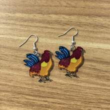 Pendientes colgantes de pollo acrílico de doble cara - Elegantes accesorios de moda colgantes, joyas encantadoras para mujeres, hipoalergénicos, adecuados para uso diario, fiestas y regalos, accesorio para todas las temporadas, un regalo ideal para familiares y amigos
