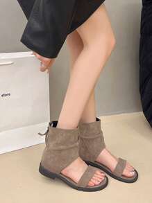 Teenagers' Flat Sandals, New Roman Casual Open Toe Sandals, Handmade Vintage Hollow-Out Versatile Women Flat Sandals For Summer
