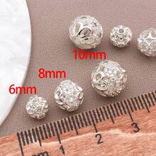 2/4/6 件 18k 镀金珠子水钻珠圆球锆石珠空心花丝花形珠黄铜珠隔片适用于 DIY 珠宝制作手链耳环用品女士