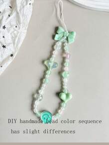 1pc New Colorful Handmade Bow Lanyard Random Color, Pink Heart, Phone Hanging Strap
