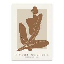 1pc Gift Modern Boho Abstract Matisse Beige White Line Wall Arts Posters Minimalist Canvas Paintings Print Picture For Living Room Interior Home Optional Frame - Multicolor - View 34