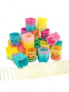 2/12/15/18/24/30/36/48 件春季彩虹派对礼物，迷你塑料弹簧减压玩具，减压线圈迷你弹簧散装玩具嘉年华奖品生日，糖果袋 - 彩色 - 查看 19