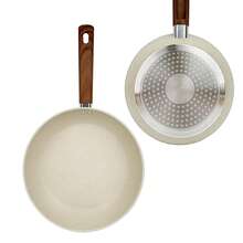 ABKOK 1pc/2pcs/3pcs Cookware Set, Thick Bottom Non-Stick Coating, Wooden Handle, Easy To Clean, Suitable For Various Stoves And Kitchen Cooking, Note The Size, Choose Set Or Single Pan