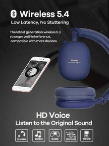 Remax 蓝牙耳机，内置麦克风，多角度调节，70 小时超长播放时间无线耳机，可折叠轻巧耳机，带 AI 助手，送给朋友的优质礼物，本店经典畅销产品（黑色/蓝色） - 彩色 - 查看 4