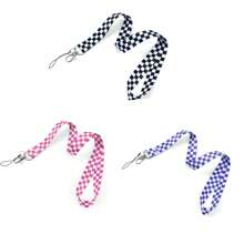 Minimalistischer schwarzer, weißer, rosa, lila, karierter Muster weicher und hautfreundlicher Schlüsselband, vielseitiger Modehalter als Kamera-, Handy- oder Ausweisband