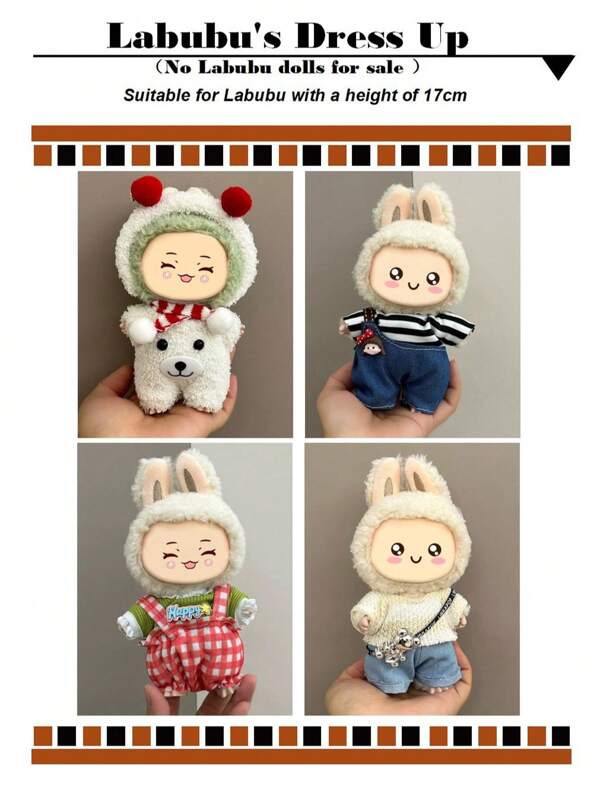 Conjunto de roupas da série Macacão de 17 cm para boneca (vendemos apenas roupas), destacável, roupas LUBU de primeira e segunda geração, adequadas para a postura sentada. Pode ser usado como um pequeno presente para a formatura de colegas de classe.