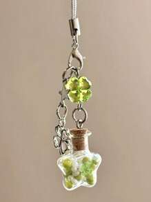 Porte-clés de décoration de sac, appareil photo, chaîne de clés, bouteille de vœux avec trèfle à quatre feuilles et étoile, polyvalent et minimaliste