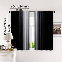 2pcs Gradient Blackout Yarn Curtains - Stylish Polyester Drapes For Bedroom & Living Room, Light-Filtering Design With Grommets, Modern Home Decor, Privacy Curtains | Versatile Window Treatment | Easyinstall Curtains